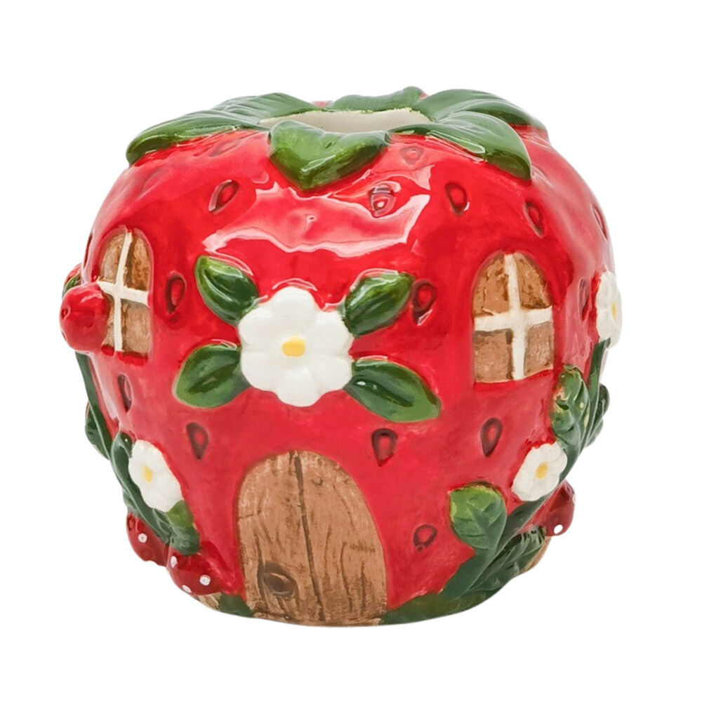 Urban Strawberry House Flower Vase Ceramic 10cm Red