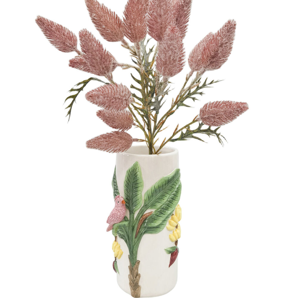 Urban Ceramic Jungle Home Decor Flower Vase 22x12cm Beige/Green