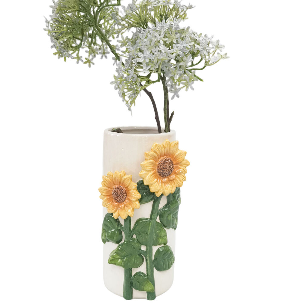 Urban Ceramic Sunflower Home Decor Flower Vase 22x11cm Beige/Yellow