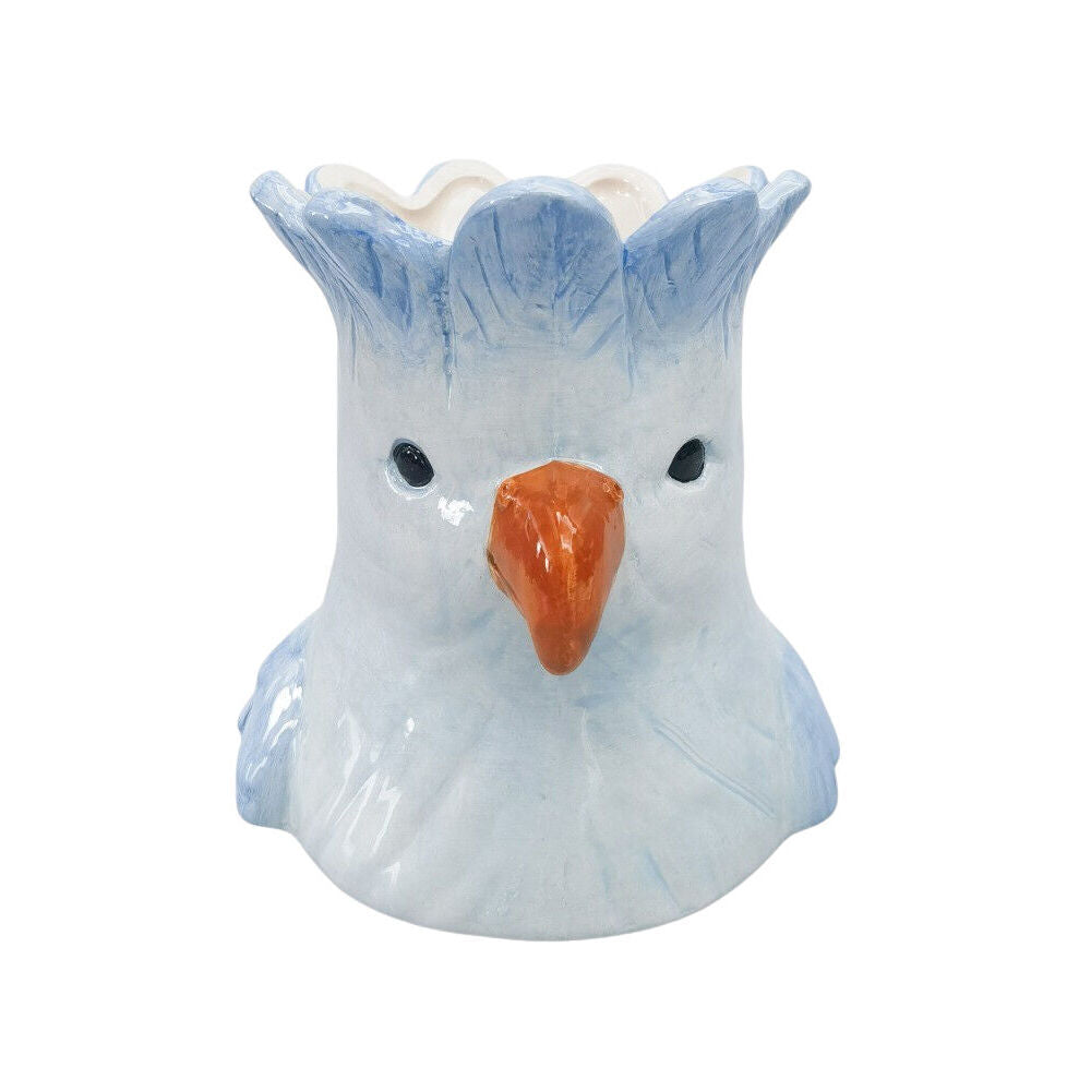 Urban Ceramic Perdy Parrot Outdoor Garden Planter Pot 14x13cm Blue