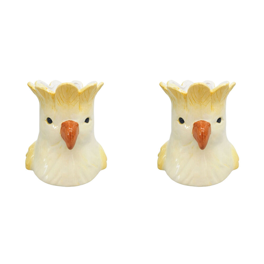 2PK Urban Ceramic Perdy Parrot Outdoor Planter Pot 14x13cm Yellow