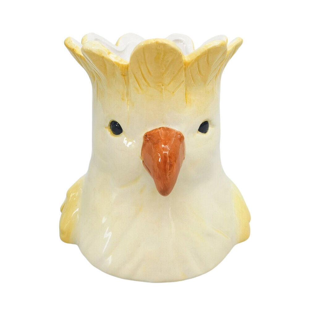 2PK Urban Ceramic Perdy Parrot Outdoor Planter Pot 14x13cm Yellow