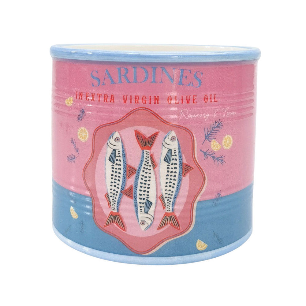 3PK Urban Ceramic Sardines Can Outdoor Garden Planter Pot 12x14cm Pink