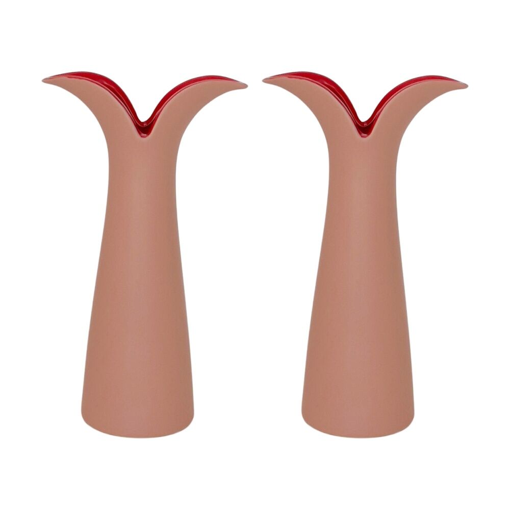 2PK Urban Groovy Stem Vase Pink Red 20cm Decorative Home Decor