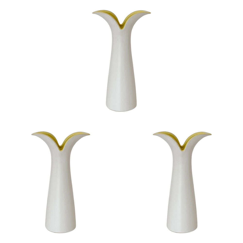 3PK Urban Groovy Stem Vase White Yellow 20cm Decorative Home Decor