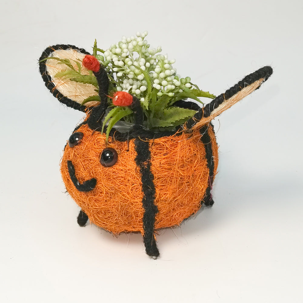 3PK Urban HUSK Bees Planter Brown 14cm Home Decorative Garden Decor