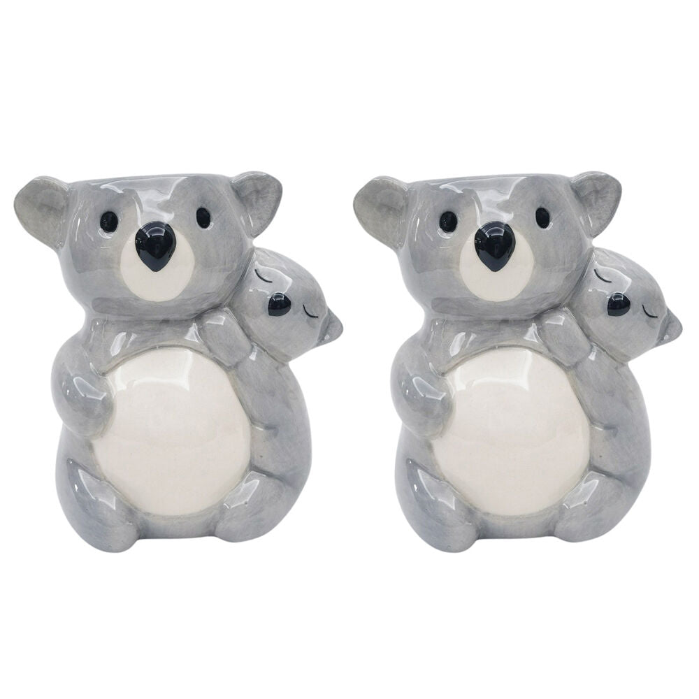 2PK Urban Hugging Koalas Ceramic Planter Pot 11cm Grey