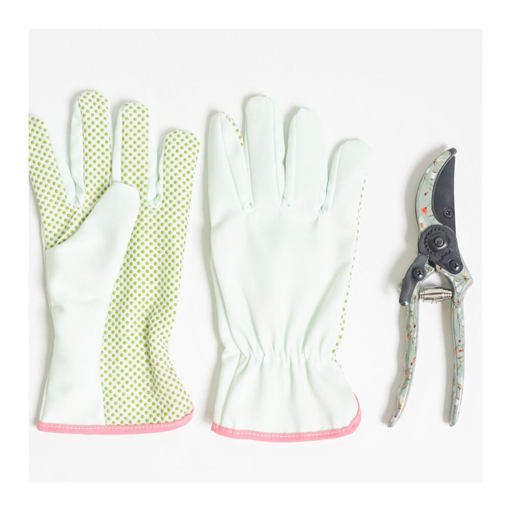 3pc Urban Bee Meadow Secateurs & Gardening Gloves Set 26cm Yellow