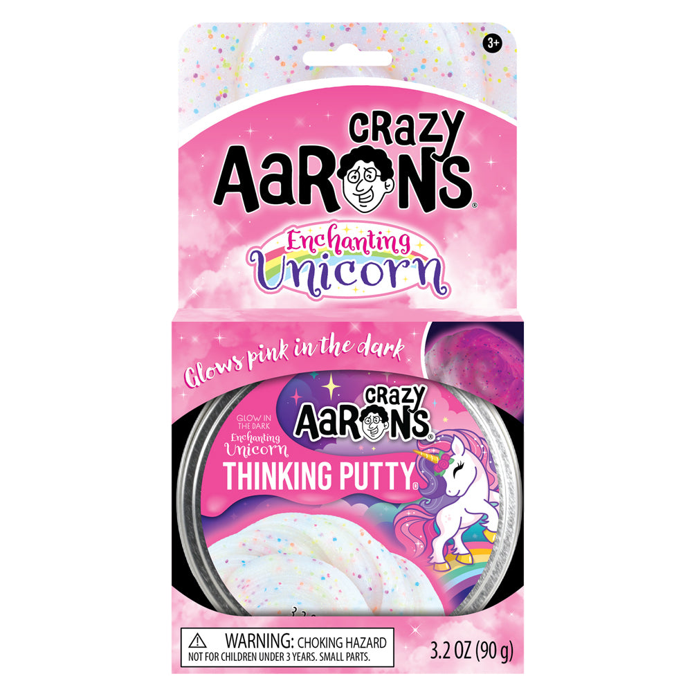 2PK Crazy Aarons Thinking Putty Enchanting Unicorn Glowbrights Toy 10cm 3y+