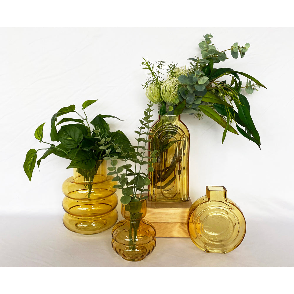 Urban Tommy 22cm Ring Glass Flower Vase Medium - Amber
