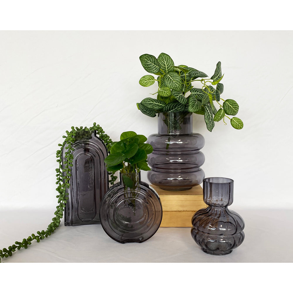 Urban Tommy Ring 22cm Glass Flower Vase Medium - Steel