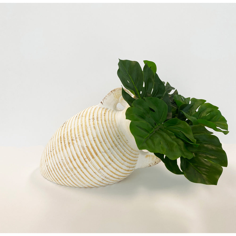 2x Urban Melin Leaning 26cm Plant/Flower Ceramic Vase Display - Aged White
