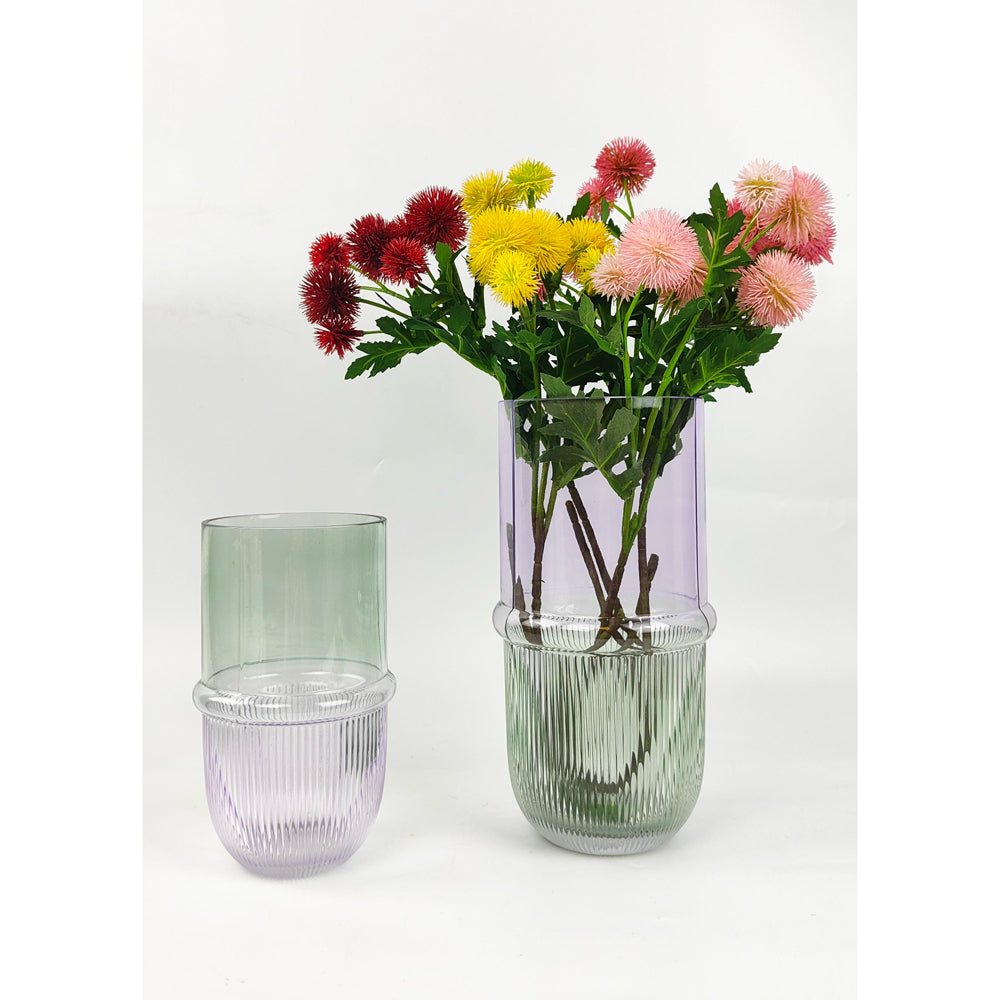 Urban Tommy Deco Ombre 18cm Glass Flower Vase - Sage/Lilac