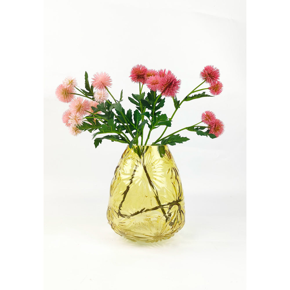 Urban Tommy Floral 20cm Glass Flower Vase Home Decor - Amber