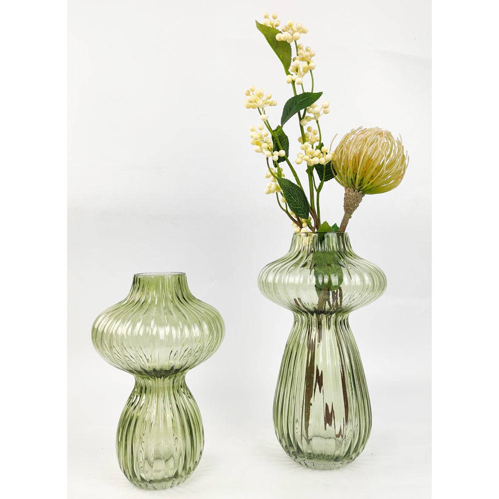 Urban Tommy Abstract Orb 29cm Glass Flower Vase Large - Sage
