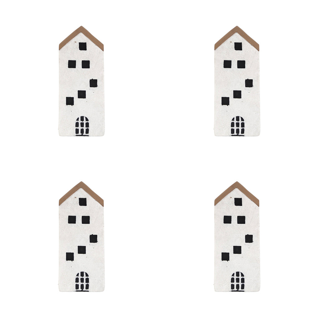 4x Urban Jonah House 15cm Concrete Ornament Home Decor Tall - White