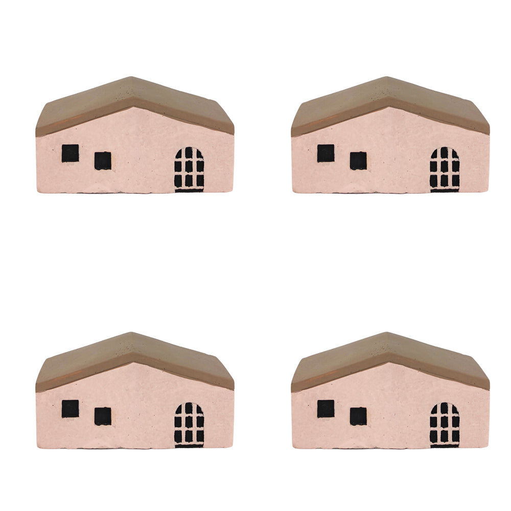 4x Urban Jonah House 12cm Concrete Ornament Home Decor Long - Pink