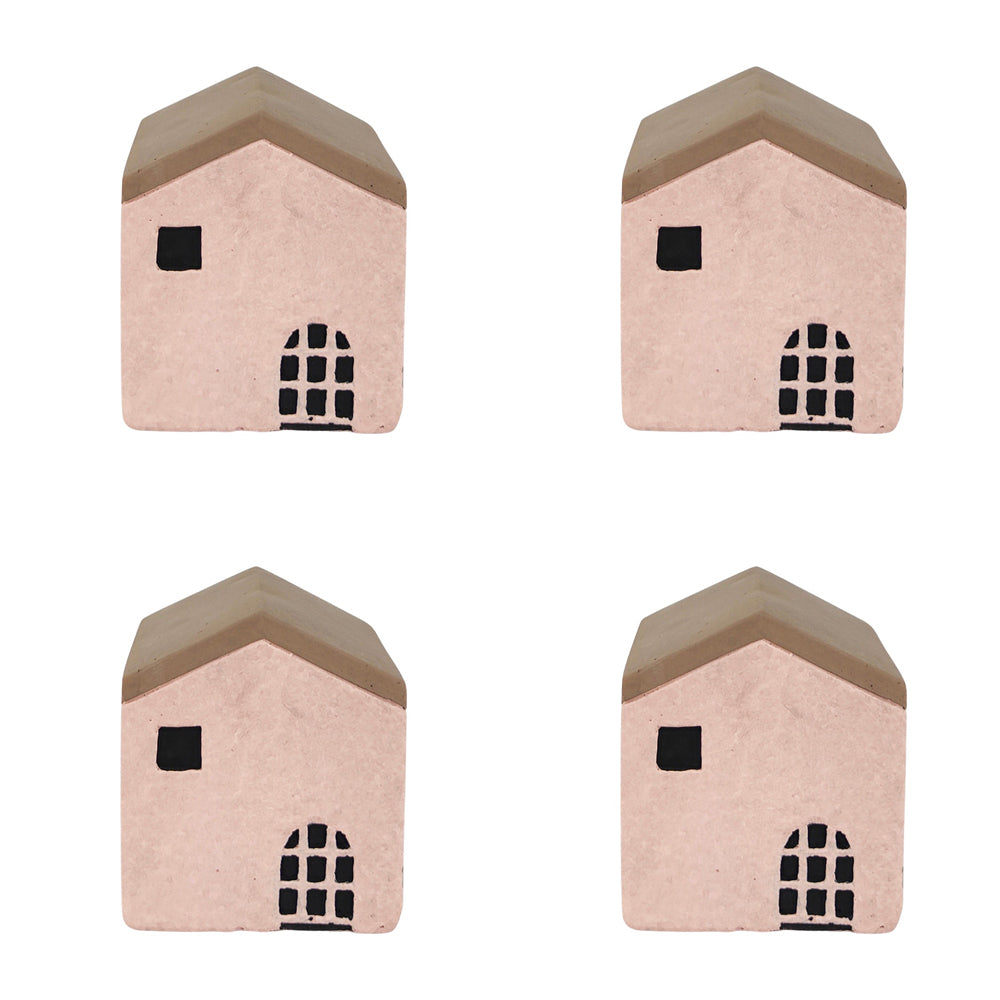 4x Urban Jonah House 8cm Concrete Ornament Home Decor Medium - Pink