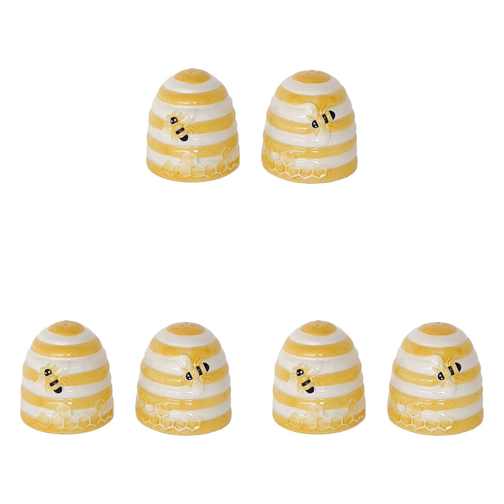 3PK Urban Bee Hive Salt Pepper Shakers Yellow 7cm Serveware Home Kitchen Decor