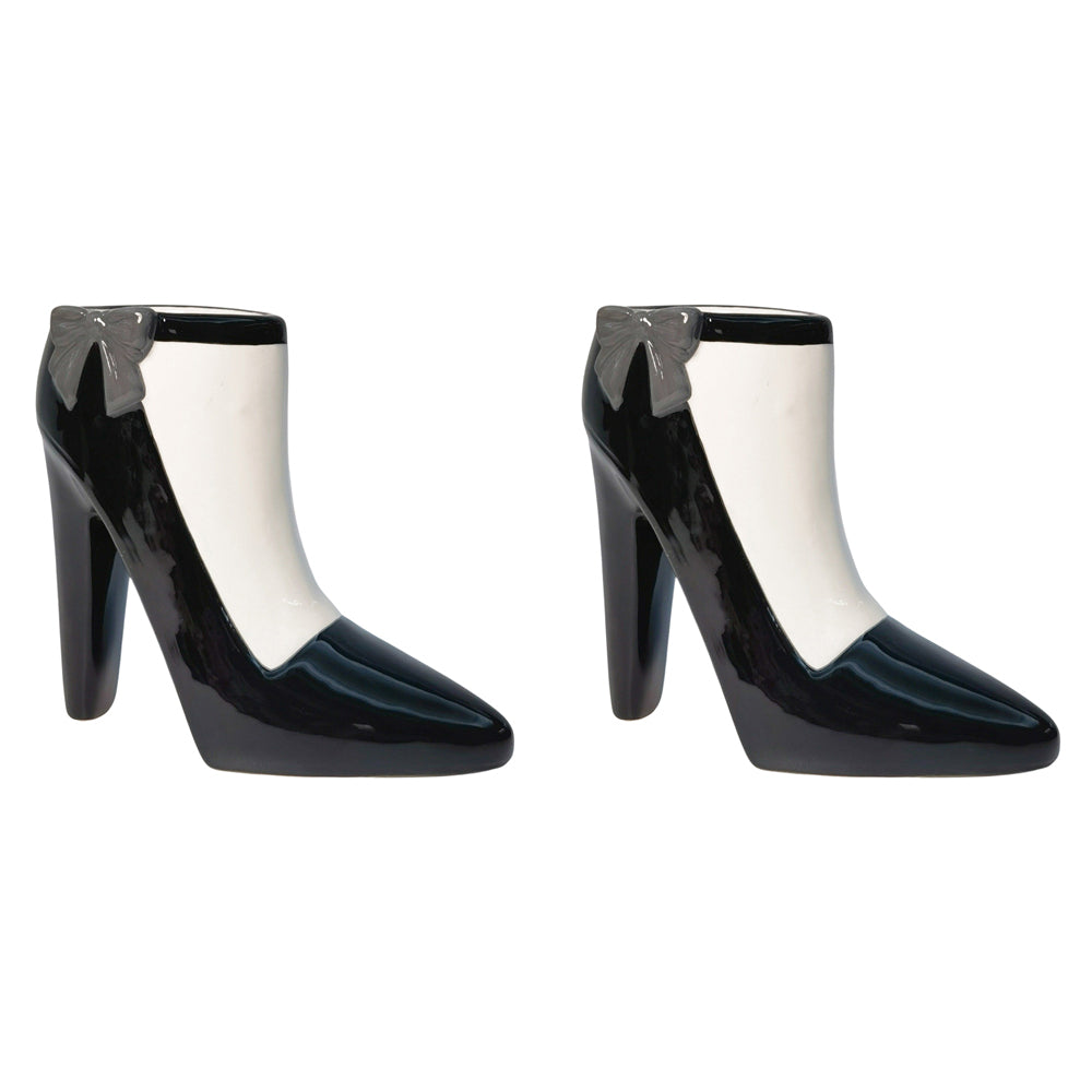 2PK Urban High Heel Vase Black 15cm Decorative Home Decor