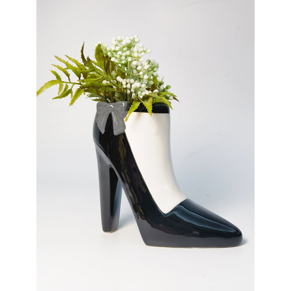 2PK Urban High Heel Vase Black 15cm Decorative Home Decor