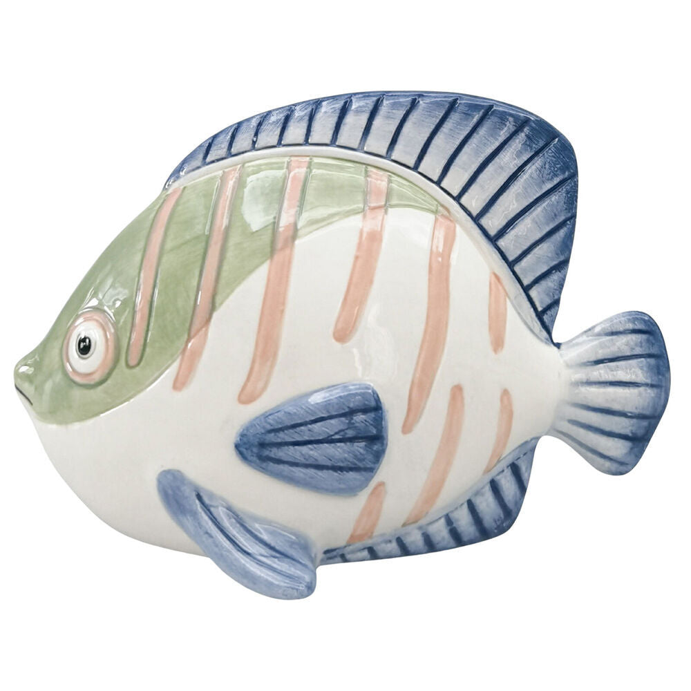 2PK Urban Ceramic Reef Fish Decorative Ornament 11x6cm White/Green