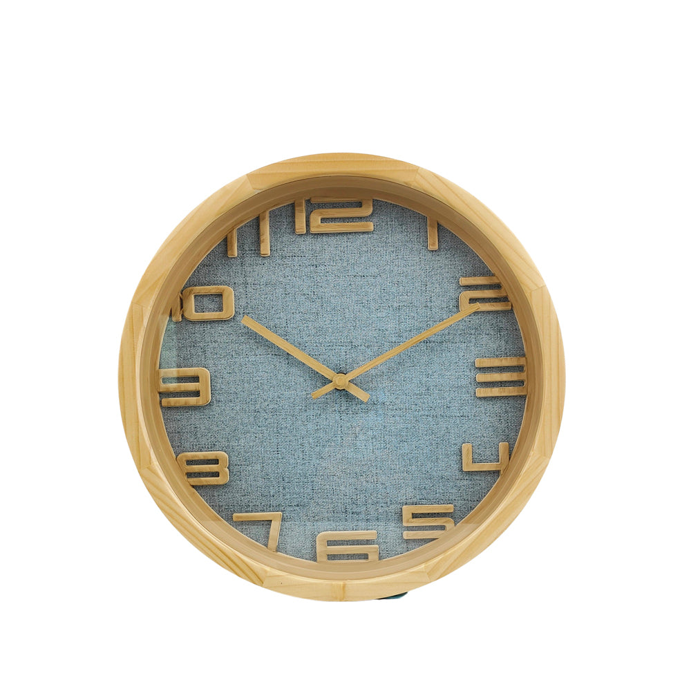 Urban 31cm Pine/Fabric Modern Wall Clock Hanging Home Decor Small - Blue