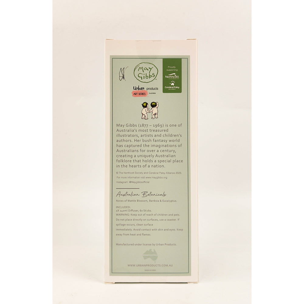Urban Australian Botanicals May Gibbs 140ml Reed Diffuser - Green/Yellow