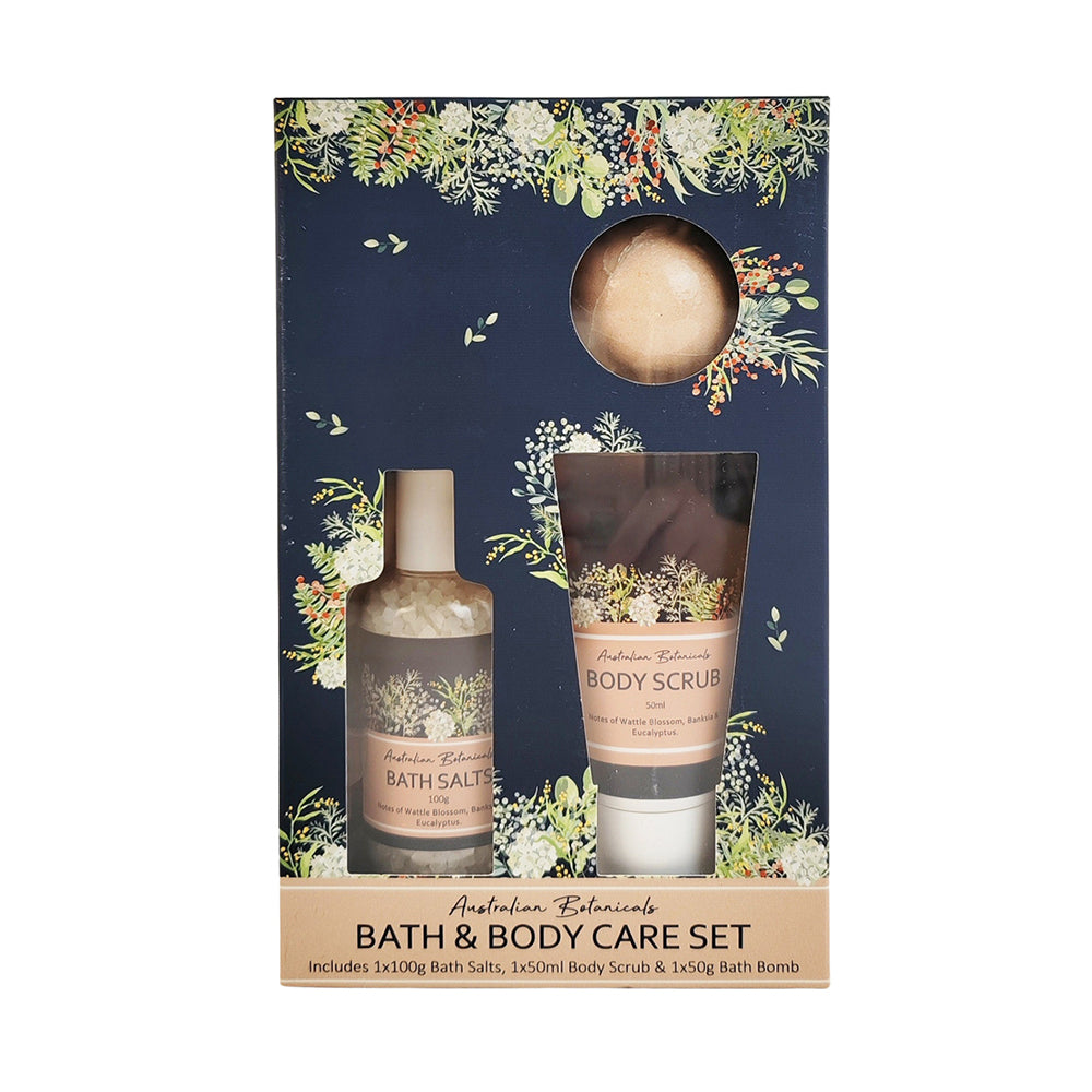 2x 3pc Urban Evie Floral Bath Salt/Bomb/Body Scrub Care Set - Navy