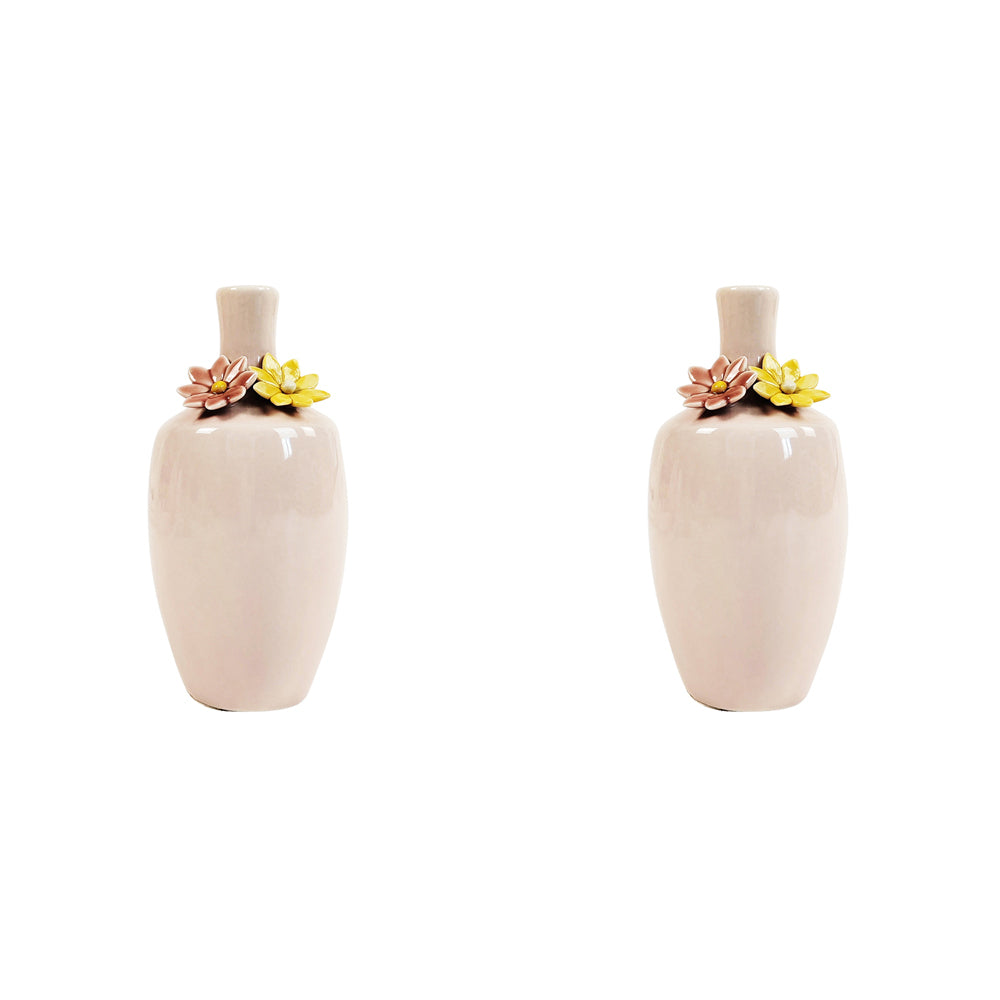 2x Urban Daphne 17cm Ceramic Flower Vase Home Decorative Pot - Pink