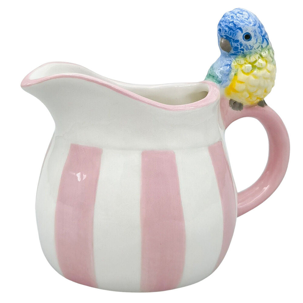 2PK Urban Ceramic Perdy Parrot Pitcher Beverage Serving Jug 13x12cm Pink