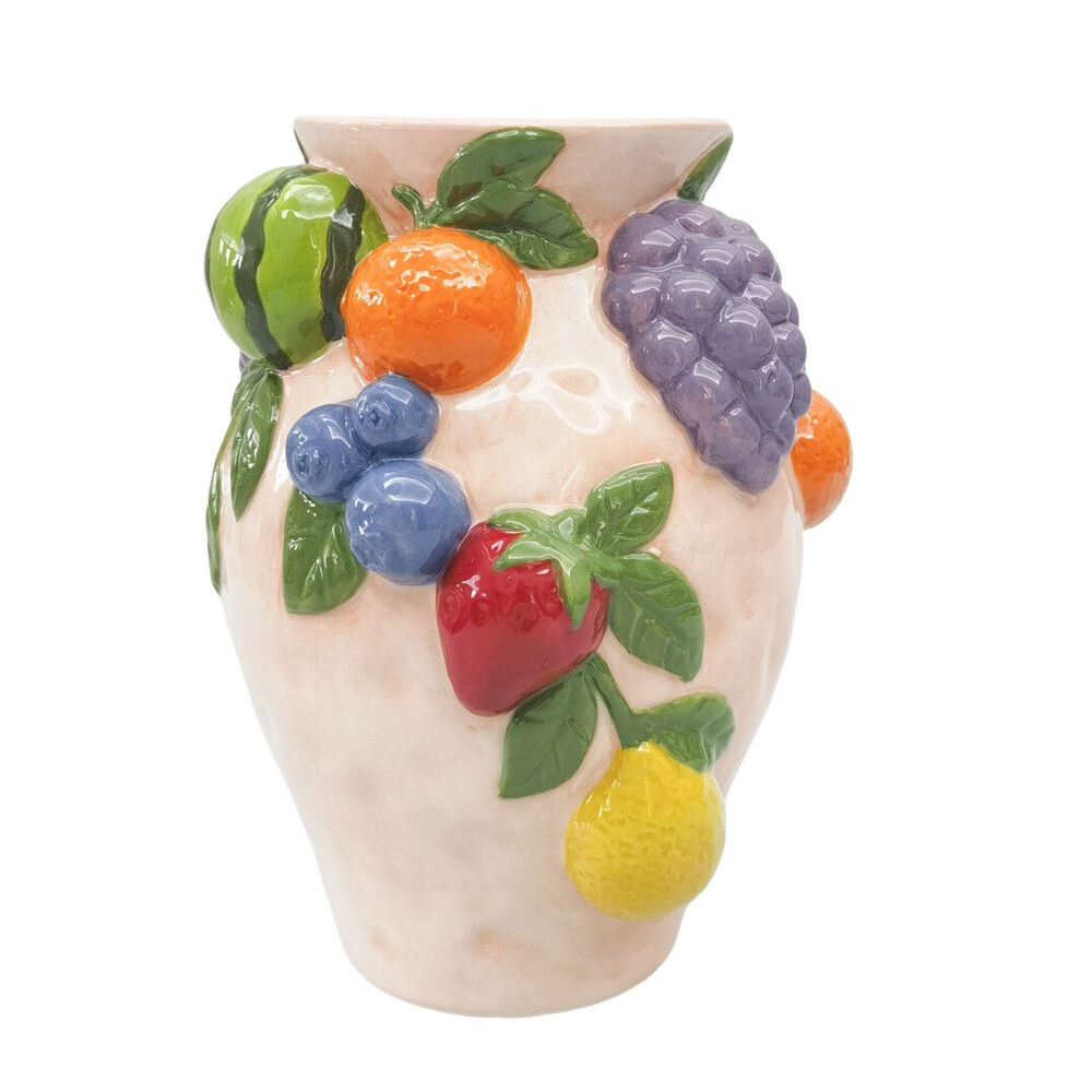 Urban Ceramic Tropical Fruit Decorative Urn Vase 19x14cm Pink