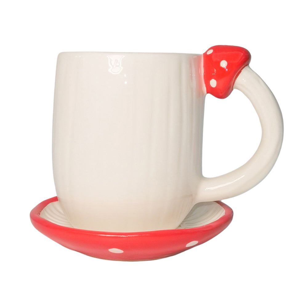 3PK Urban Toadstool Mug Saucer White Red 11cm Kitchen Decor Drinkware