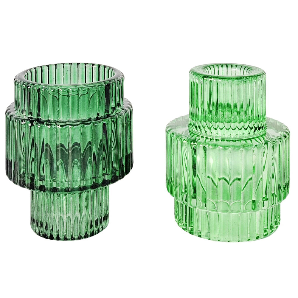 2PK Urban Products Kinkora Glass Candle Holder Green 10cm
