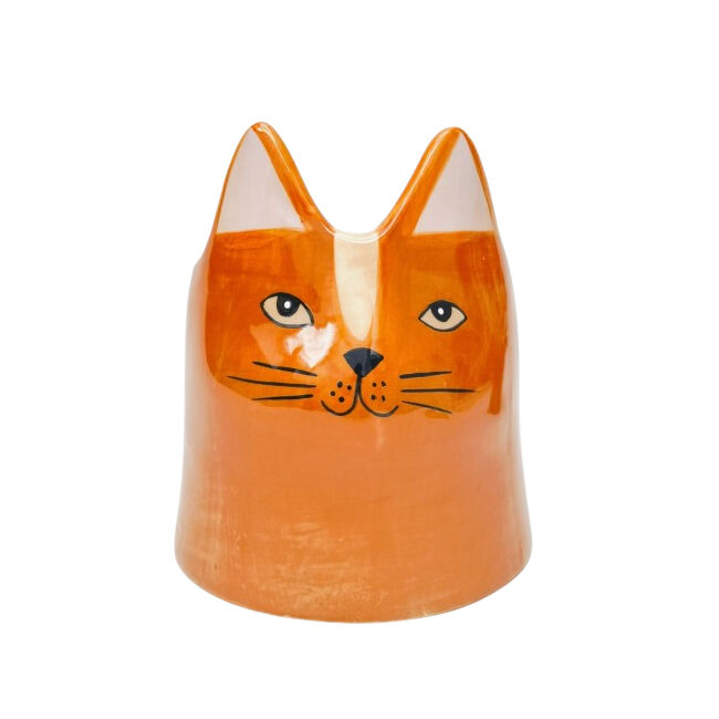 2PK Urban Bailey Cat Ceramic Planter Flower Pot 14cm Orange