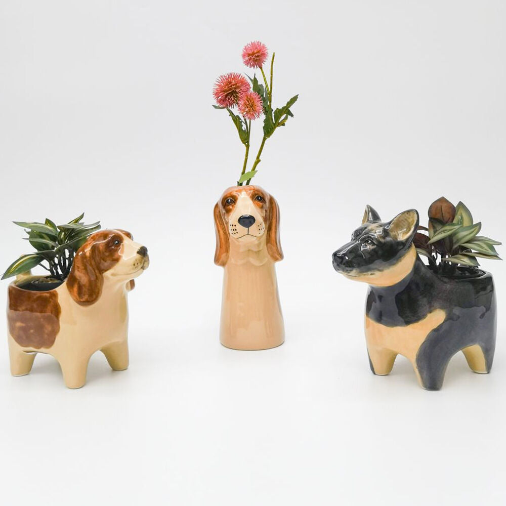 Urban Georgie Dog Vase Ceramic 19x10cm Brown/White