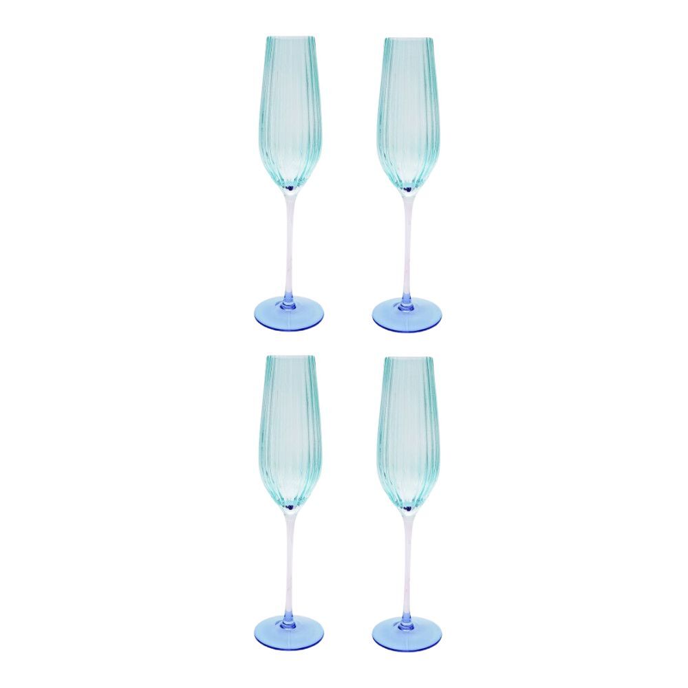 2x 2pc Urban Ellie Ombre Champagne Stemmed Glass Aqua Blue 26cm