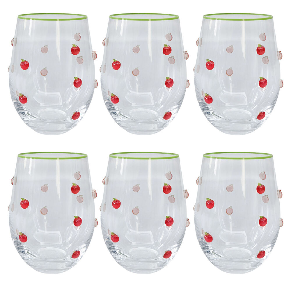 6PK Urban Kaya Apple Stemless Wine Drinking Glass 520ml 12cm Red