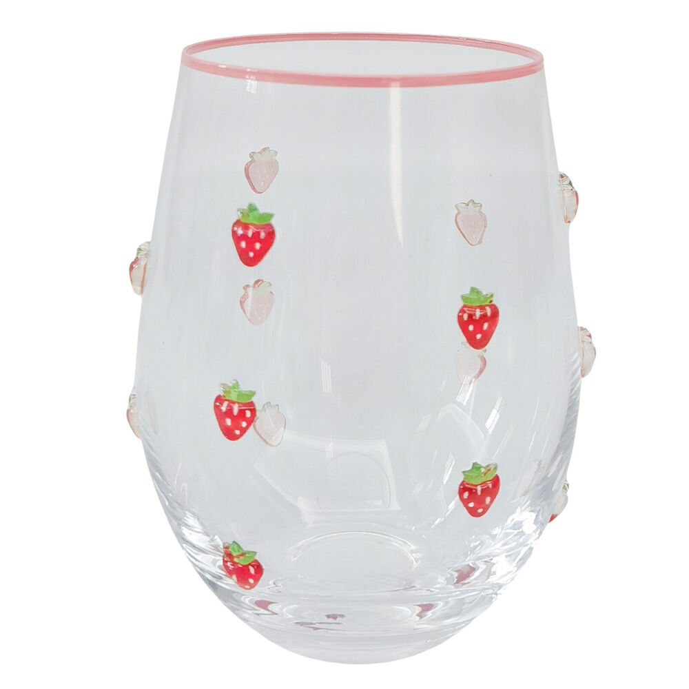 6PK Urban Kaya Strawberry Stemless Wine Drinking Glass 520ml 12cm Red