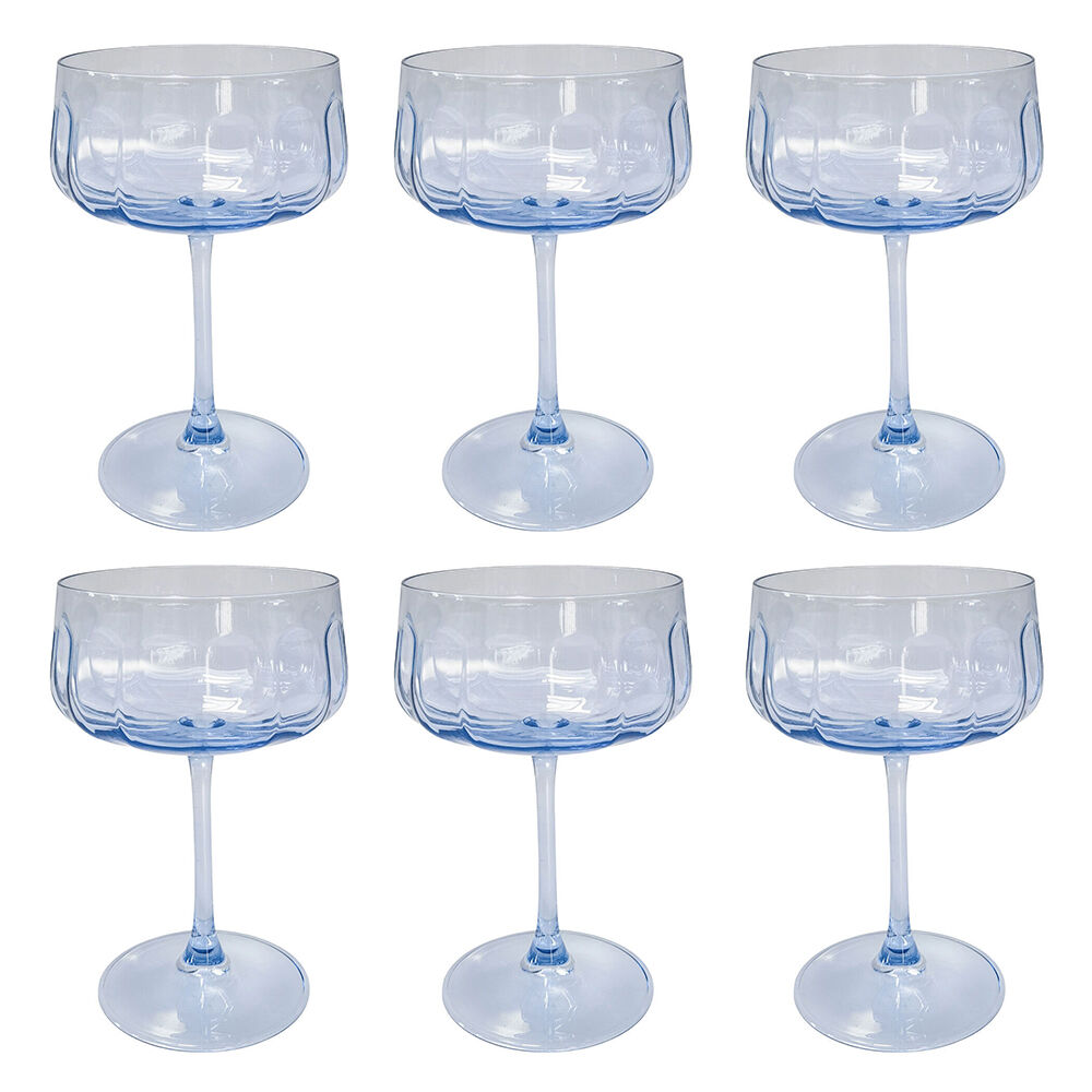 6PK Urban Tillie Coupe Champagne Cocktail Drinking Glass 365ml 16cm Blue