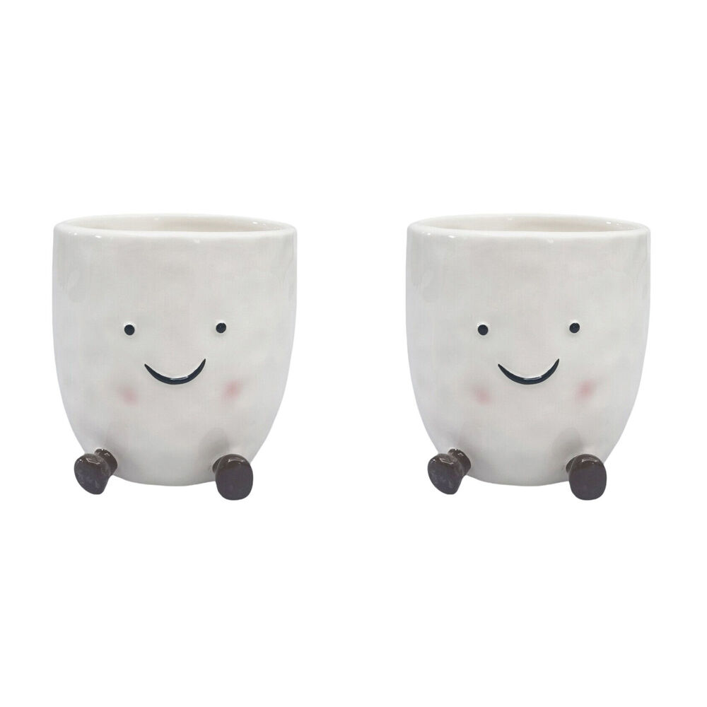 2PK Urban Ceramic Sweetie Pie Friends Vessel Decorative Storage Vase 11cm White