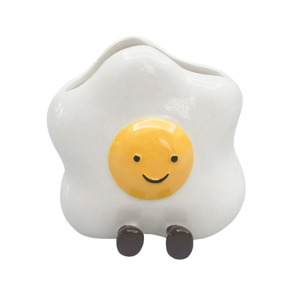 2PK Urban Ceramic Ellie Egg Friends Vessel Decorative Storage Vase 11cm White