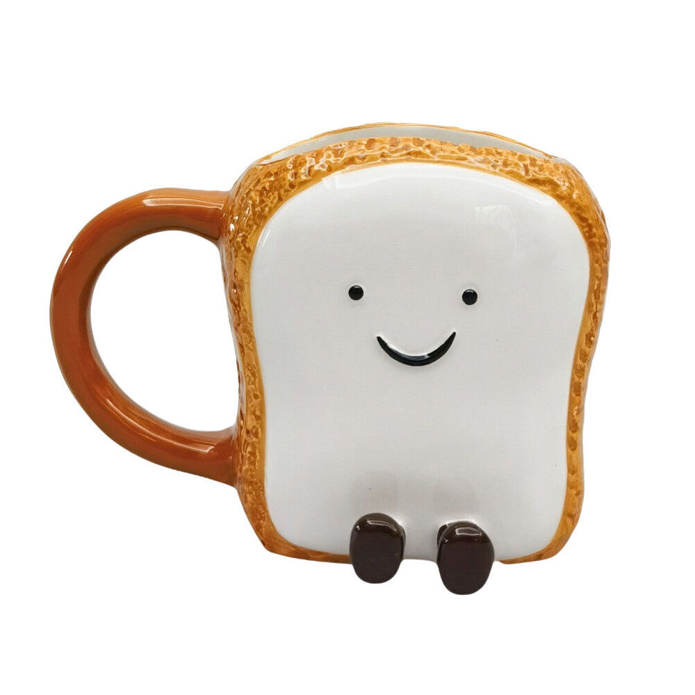 4PK Urban Ceramic Teddy Toast Friends 3D Coffee Drinking Mug 10cm White
