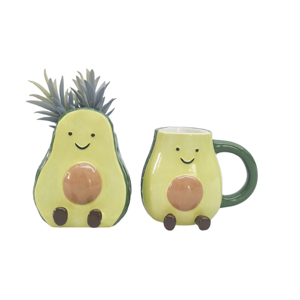 Urban Ceramic Aimee Avocado Friends Vessel Decorative Storage Vase 12x10cm Green