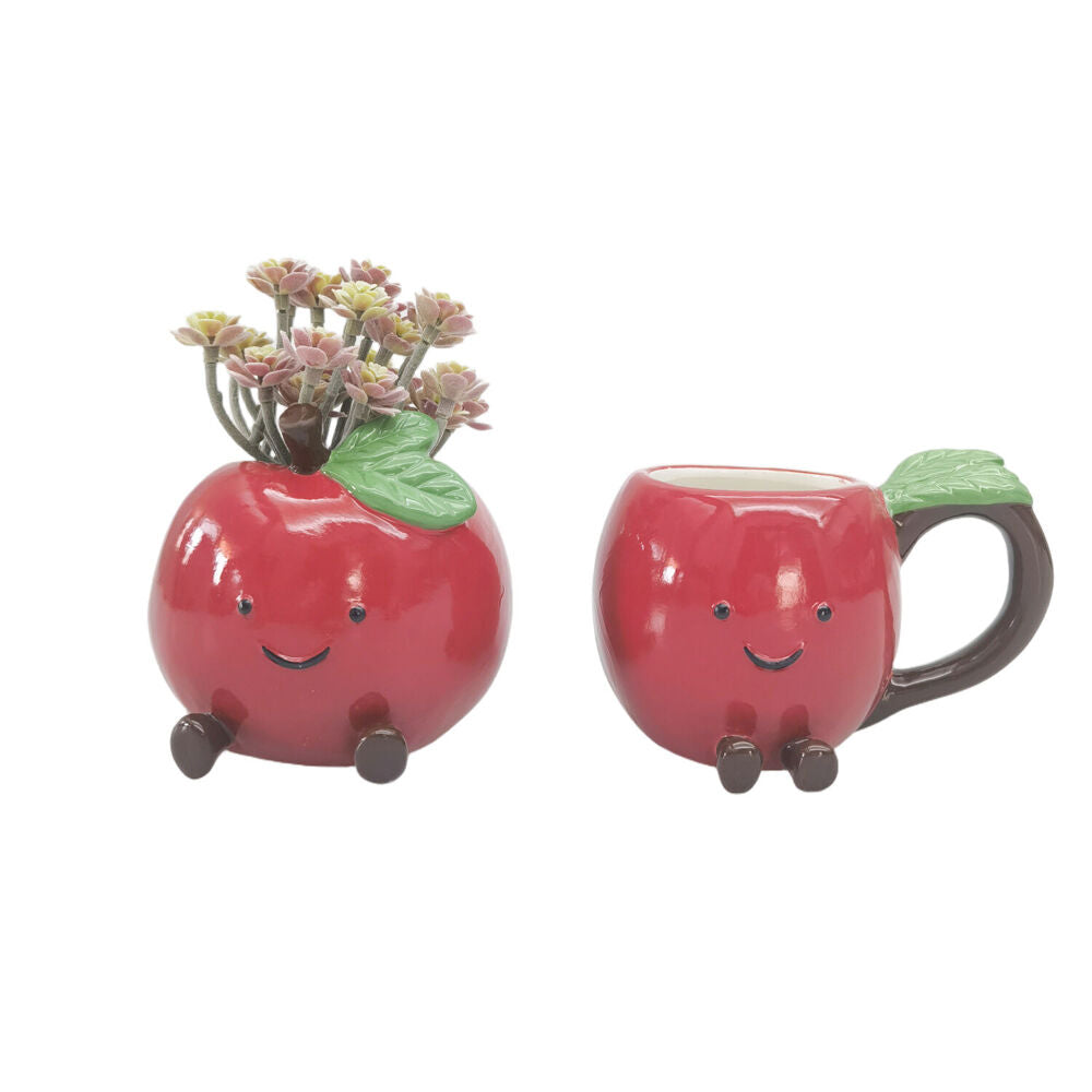 Urban Ceramic Annie Apple Friends Vessel Decorative Storage Vase 10x11cm Red