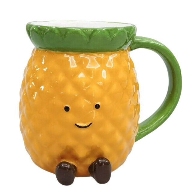 4PK Urban Ceramic Penny Pineapple Friends 3D Coffee Drinking Mug 10cm Yellow