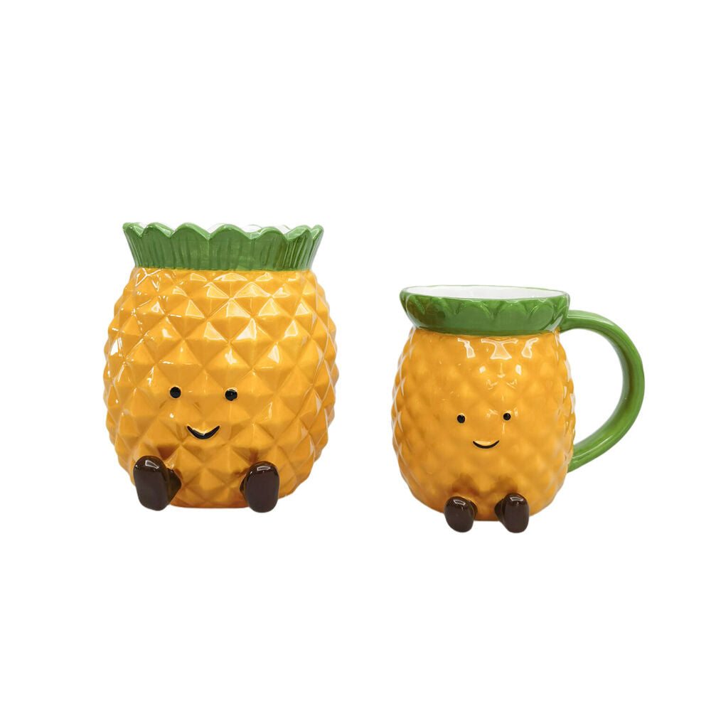 Urban Ceramic Penny Pineapple Friends Vessel Decorative Vase 14x12cm Yellow
