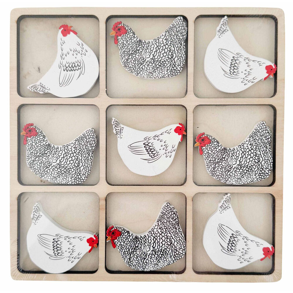 Urban Chicken Tic Tac Toe Wooden Board Game Set 17cm White/Black