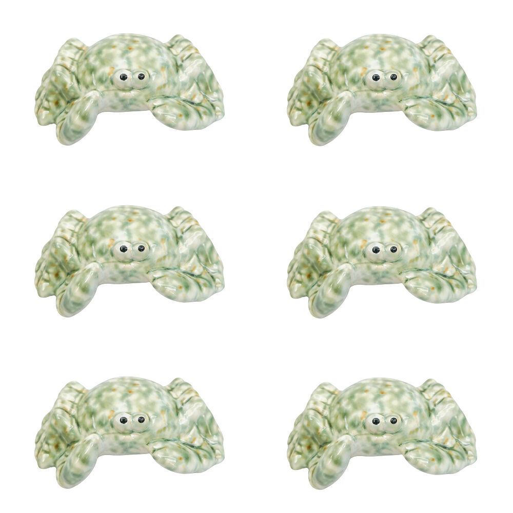 6PK Urban Ceramic Reef Crab Home Decorative Ornament 4x10cm Green