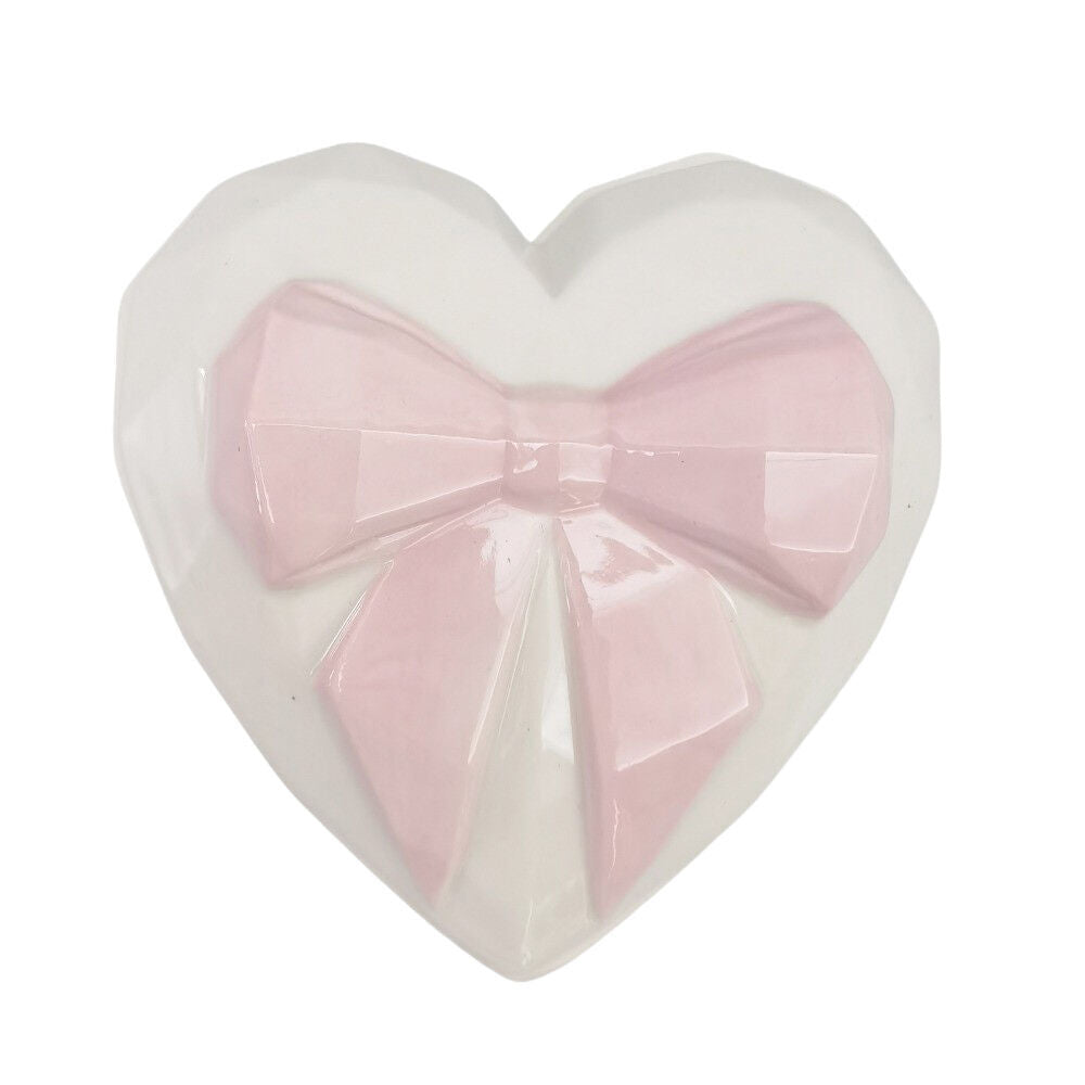2PK Urban Ceramic Heart w/ Bow Trinket Storage Box 9cm Pink/White
